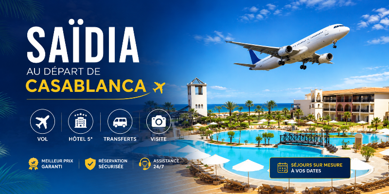 Kabdani: Agence de voyage maroc, Hôtels et Vols | Kabdani.ma SAIDIA AU DEPART DE CASABLANCA
